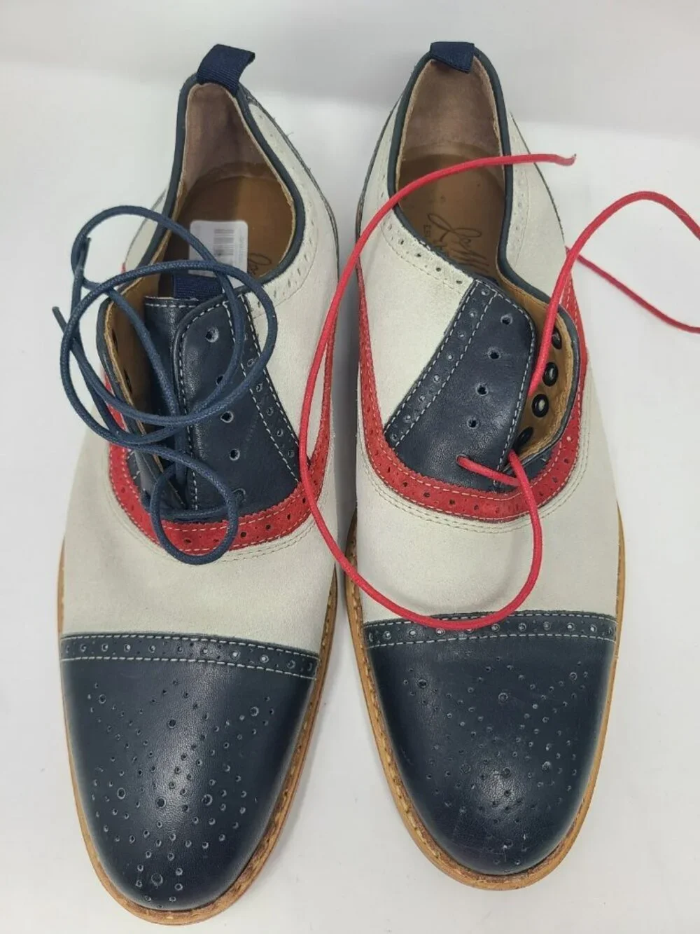 Johnston Murphy Wingtip Oxfords Mens 9M Leather Brogue Dress Shoes Navy...